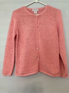 Pendleton Coral Pink Button-Front Knit Cardigan sz MP
